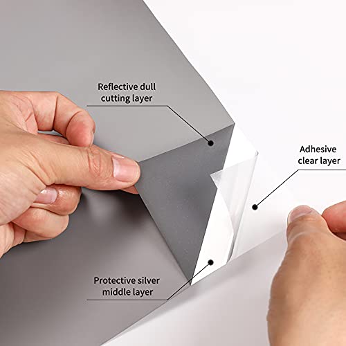 Image of Reflective Heat Transfer Vinyl Silver Reflective HTV Vinyl Rolls Reflective Vinyl 12Inch x 5Feet Iron On Vinyl for T-Shirts DIY Design, Easy to Cut and Weed, Silhouette Cameo & Heat Press Machine