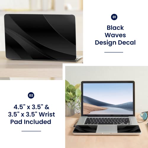 Image of LSS 15 15.6 Inches Laptop Notebook Skin Sticker with 2 Wrist Pads - Reusable Cover Protector Vinyl Sticker Cover Decal Fits 13 inch - 16 inch HP Asus Acer Samsung - Black Waves