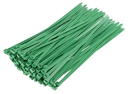 Gocableties Heavy Duty Long Green Cable Ties, 300mm x 7.6mm, Pack of 100, 12" Premium Nylon Zip Ties, Plastic Tie Wraps