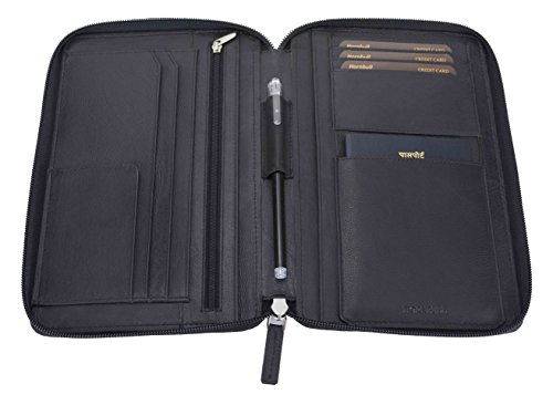 Image of HORNBULL Black Leather Travel Document Holder | Leather Passport Holder | Travel Organiser