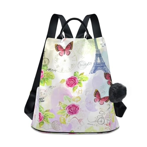 Sac à dos vintage tour Eiffel rose pour femme chic