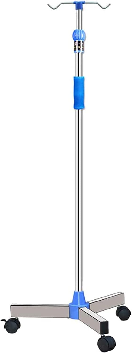 Soporte para suero intravenoso, Soporte para suero portátil, Soporte para infusión, Soporte de Goteo de Acero Inoxidable Ajustable en Altura para hospitales y clínicas (Color: con Ruedas, tamaño: 2