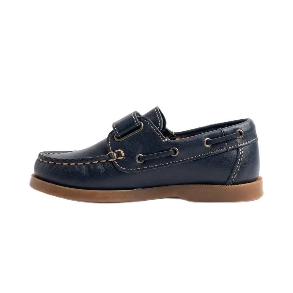 Zapatos Náuticos Niño Piel con Cordones para Colegio y Uniforme. Mocasines de Cuero y Serraje Suela Goma Antideslizante y Flexible. Calzado Infantil Escolar de Vestir Comunión Resistente y Cómodo