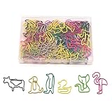 NELJIBEHU 96 pcs Cute Animal Shaped Paper Clips Assorted Colors, Fun Office and School Supplies for Coworkers, Teachers and Students