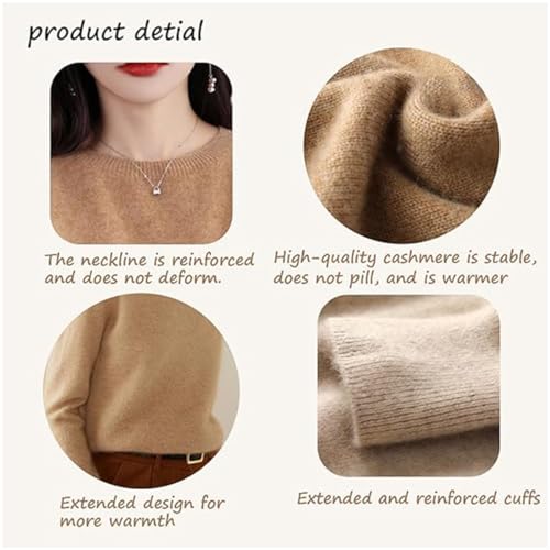 Visulong Cashmere Sweaters, 2024 Fall Crew Neck Cashmere Sweaters for Women, Lightweight, Cozy, Warm, Soft3