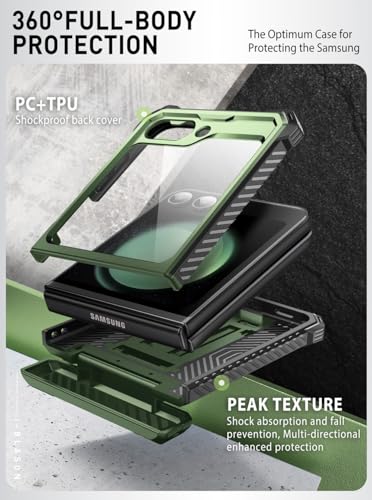 Image of i-Blason for Samsung Galaxy Z Flip 6 Case, ZFlip 5 /Flip7 FE Case, DarkGR | Built-in Screen Protector, Hinge Protection, Belt-Clip, KickStand
