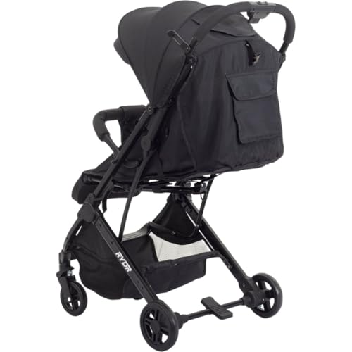 RYDR C8 Compact Travel Pushchair | Lightweight Baby Stroller/Pram/Buggy for 0–3 years/15kg | Easy One-Hand Fold, 5-Point Harness, Adjustable Back, Leg Rest and Canopy, Shopping Basket (Black) - Image 3