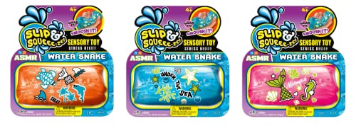 JA-RU Water Snake Fidget Toy (3 Units Assorted Colors) Slippery Water Wiggler Toy, Sensory Stress Relief Toys for Kids, Party Favors, Classroom Prizes, & Goodie Bag Stuffers. 5559-3s