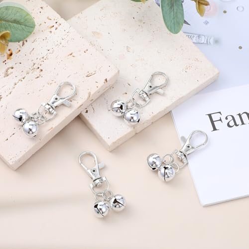 Yuanchu 4 Pack Dog Cat Collar Bell, Loud Dog Collar Bells for Pet Training Small Dog Bell Silver Cat Bell for Collar Charm Dog Collar with Bells for Dog
