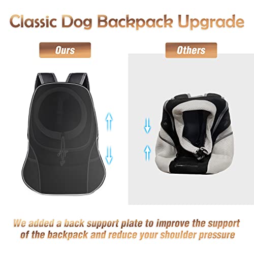 Yudodo Pet Dog Backpack Carrier Small Dog Front Carrier Pack Reflective Head Out Motorcycle Puppy Carrying Bag Backpack For Small Medium Dogs Cats Rabbits Outdoor Travel Hiking Cycling (L,Black) #TOP2