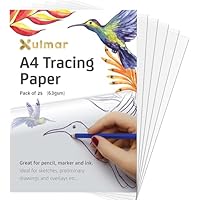 Xulmar Tracing Paper A4 63 GSM - Pack of 25 Sheets Tracing Paper for Sewing Patterns, Drawing Over lays & Sketching on Art Paper & Sketch Book