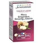 JUVAMINE Maca Gingembre et Ginseng de Sibérie, Tonifiant Sexuel, Tonus et Vigueur, Tonifiant, Stimulant, Programme de 20 jours, 40 Comprimés, Fabriqué en France