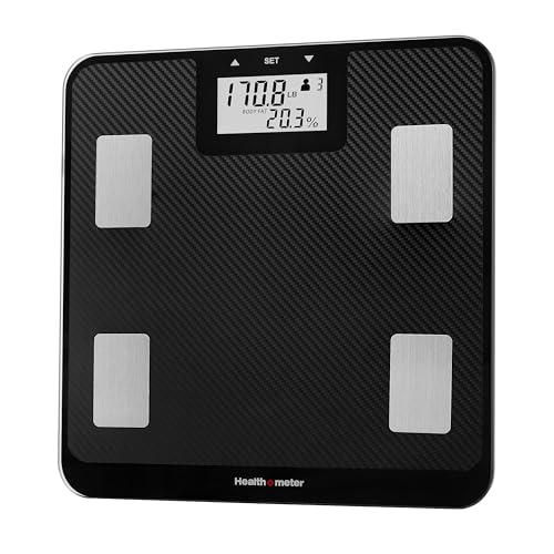 Health o meter Digital Body Composition Scale – BMI, Body Fat & Water Mass Measurement, Multi-User Tracking, 450 lb Capacity, Step-On Carbon Fiber Platform, Backlit Display, 3 AAA Batteries Included