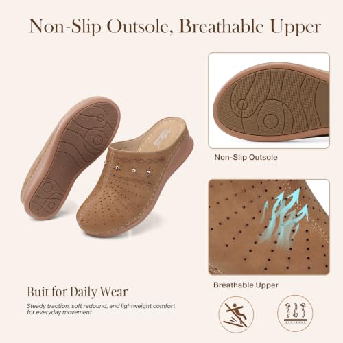 Image of SHIBEVER Clogs for Women Mules Comfortable: Slip On Closed Toe Casual Shoes