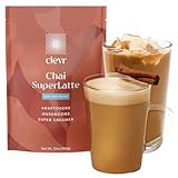 Clevr Blends Chai Tea Latte, Oat Milk Instant Latte Mix, Powder Latte Black Tea Organic Spices, Coconut Milk Superfood Creamer, SuperLatte with Adaptogens, Reishi Mushrooms, Lions Mane and Probiotics