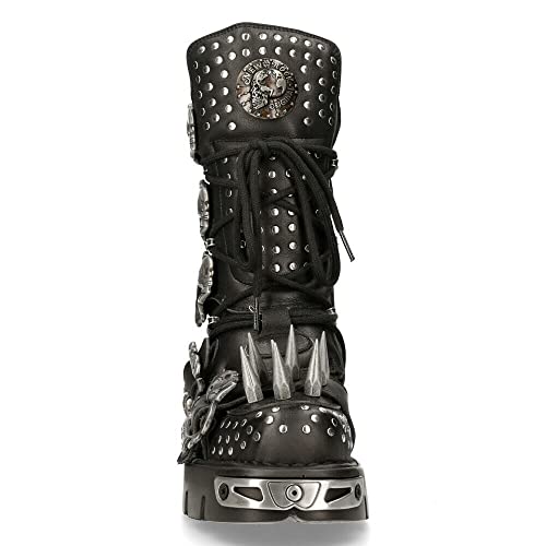 New Rock Boots 1535-S1 Womens Metallic Black Leather Goth Studded Spike Boot4