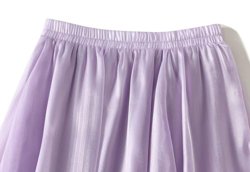 Womens Bubble Midi Skirt Elastic High Waist Pleated Skirts Puffy Hem A-Line Skirt Satin Casual Skirts for Prom Party2