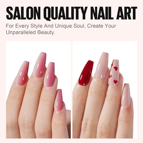 Foto von TOMICCA UV Gel Nagellack Nude Rose Set, Professional 6 Farben Maniküre Set, Soak-Off Nagellack Geschenk für Nagelstudio DIY Home, 8ML