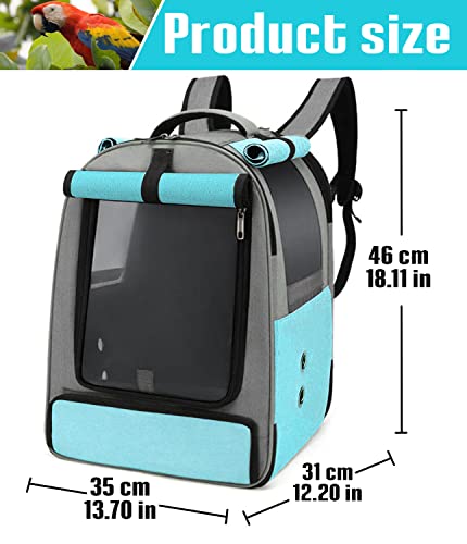 Bird Travel Backpack Cage, Portable Pet Bird Parrot Carrier Breathable Pet Birds Bag, Lightweight Bird Carrier and Small Animals Travel Cage, Multifunctional Pet Bag Backpack (Blue&Grey) - Image 3