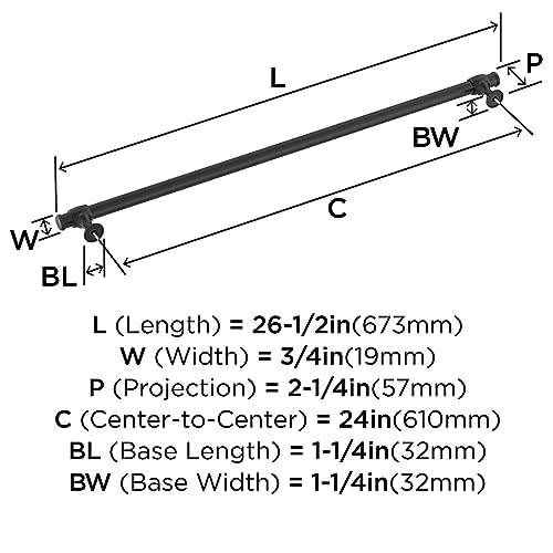 Amerock BP54067FB | Matte Black Appliance Pull | 24 inch (610 mm) Center to Center Cabinet Handle | Winsome | Furniture Hardware by Amerock - Image 5