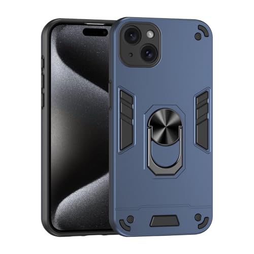 �X�}�z�P�[�X �Ή��@�� for iPhone 15 Plus �J�[�}�E���g���C�X�^���h [�n�[�hPC+TPU] 2 in 1 �ϏՌ��E�ϗ��� �����Y�ی�@�\�t�� Blue