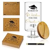 Hushee 52 Pcs Graduation Glass Jar Advice for The Graduate 2026 Memory Jar with Note Cards Graduation Guest Book Wish Card Box Party Decoration Grad Party Favors for College Senior School Gift