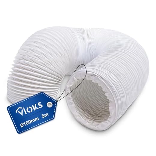 VIOKS Manguera de aire acondicionado de 5 metros, manguera de ventilación de 100 mm, color blanco, PVC, tubo de ventilación, campana extractora, aire acondicionado, manguera de aire acondicionado,