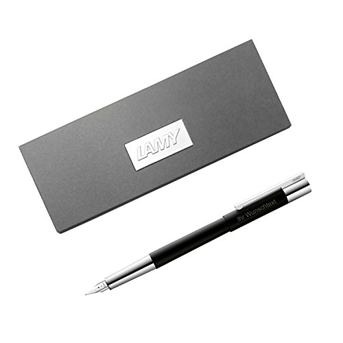 Lamy Füllhalter scala Modell 80, Feder EF, Edelstahl/Mattschwarz, inkl. Laser-Gravur