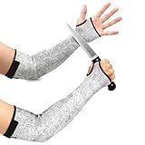 VUTYNKO Lange Schnittschutzhandschuhe Armschützer Damen Herren, Klasse 5 Schnittfeste Ärmel Unterarmschutz mit Klebrig Schnalle, Elastisch Atmungsaktive Arm Sleeve für Gartenarbeit Küche Handwerk