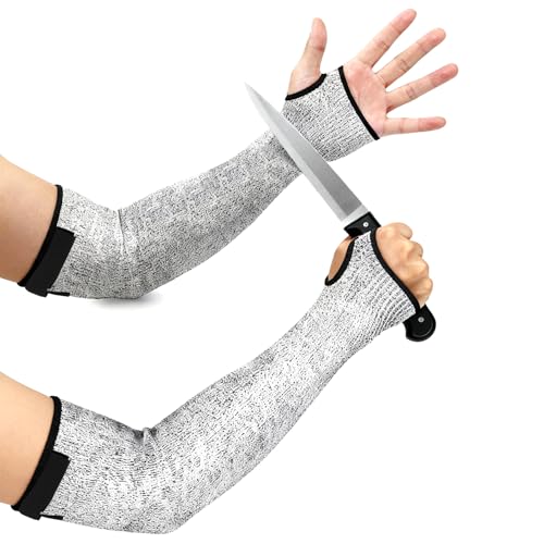 VUTYNKO Guanti protettivi lunghi da uomo e donna, classe 5, protezione antitaglio per avambraccio con fibbia adesiva, elastici e traspiranti, per giardinaggio, cucina, artigianato