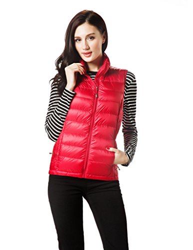 Xposurzone Women Packable Lightweight Down Vest Outdoor Puffer Vest True Red Small #TOP3