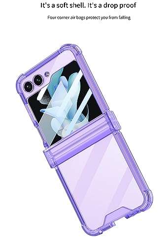 Image of BOUNCEBACK Transparent Shockproof Hinge Cover Case for Samsung Galaxy Z Flip5 / Galaxy Flip 5 Case Cover - (Clear Purple | Rubber)