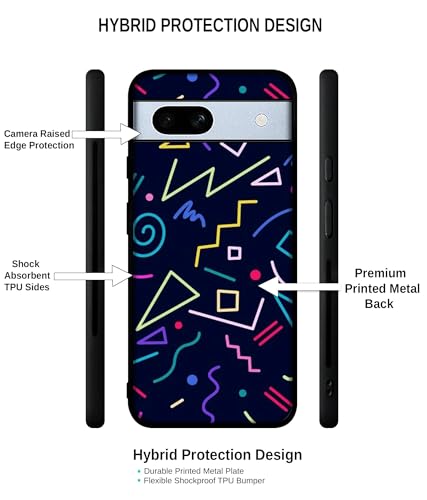 Image of Retro Abstract Design Premium 2D Printed Metal Back Case Cover for Google Pixel 7A 5G, Multicolor