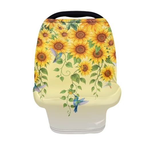 Image of Binienty Gradient Sunflower Hummingbird Women's Nursing Cover Breastfeeding Scarf, Stretchy Multi-Use Infant Stroller Covers, Baby Shower Gifts