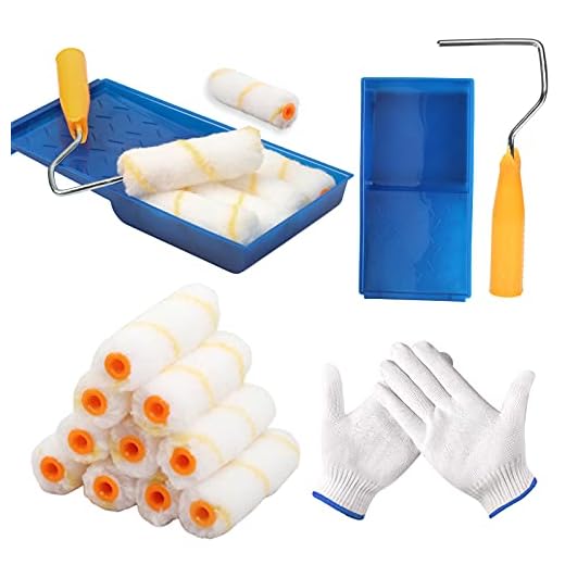 LAMEK 10 Pcs Kit Rodillos De Pintura Cepillo de Rodillo Mini Rodillo de Pintura Antigoteo Pequeño Rodillos Pintar Kit de Herramientas para Pared Casa Jardín Suelo Techo Puerta