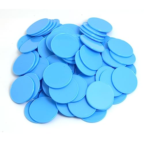 Smartdealspro Undurchsichtiger Lernzähler aus Kunststoff, Mini-Poker-Chips, Spielsteine mit Aufbewahrungsbox (Himmelblau, 32 mm (100 Stück))