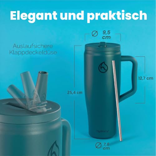 Hydracy Soulmate Thermobecher mit Henkel und Strohhalm Isoliert 1,18L – Ansicht 3
