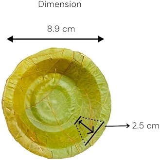Healthy Edible's, Disposable Siali Leaf Dessert Bowl (with Corrugated Sheets), Small, 3.5 inch, Set of 50, Green