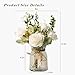 YJ Fake Flowers with Vase, Silk Roses Artificial Flowers in Vase, Faux Flower Arrangement with Vase Suitable for Home Office Decoration, Dining Table Centerpiece(White)