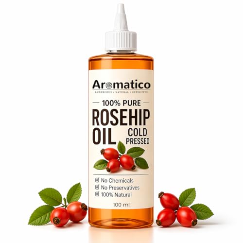 Image of Aromatico - 100% Pure Cold-Pressed Rosehip Oil for Facial and Skin Treatment | Rosehip Seed Oil for Radiant Skin, Lightening Dark Marks, Acne Scars, and Discoloration - 100ml