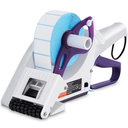 VEVOR Manual Label Applicator, 0.59-2.17 inches Label Width, 0.79-2.36 inches Label Length, Portable Hand-Held Labeling Machine with Label and TPR Roller for Round Bottles, Boxes, Fruits Labeling -  Manual Label Applicator White