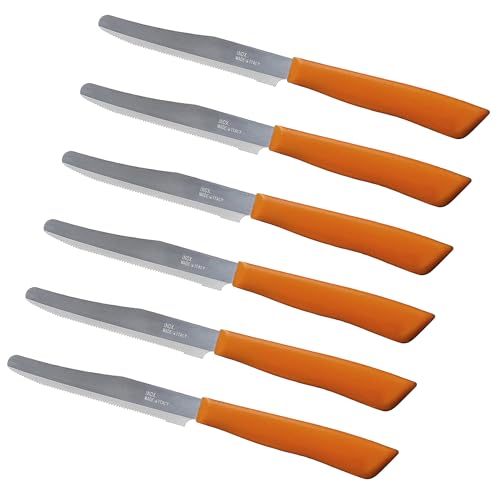 Tredoni 6 kitchen Knives Set - 4.3" Serrated Blade, Rounded Tip (Orange) by Tredoni - Used condition - US$16.20