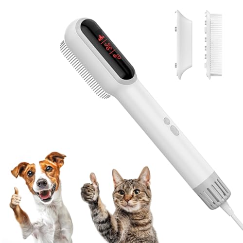 2 in 1 Portable Pet Hair Dryer for Dogs, LED Screen, NTC Smart Temperature Adjustment, Less Noise, 106000 High Rotating Speed Grooming Brush for Travel Camping