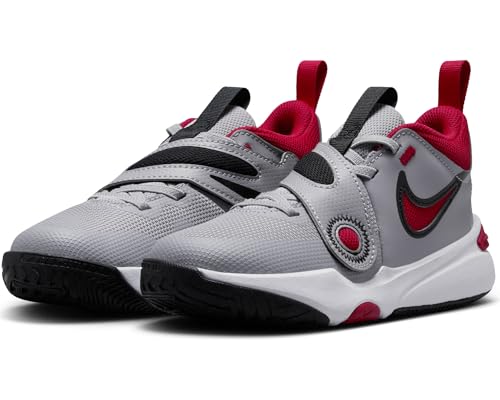 Nike Team Hustle D 11 Little Kids' Shoes (DV8994-006, Cement Grey/Black/White/Gym Red) Size 12