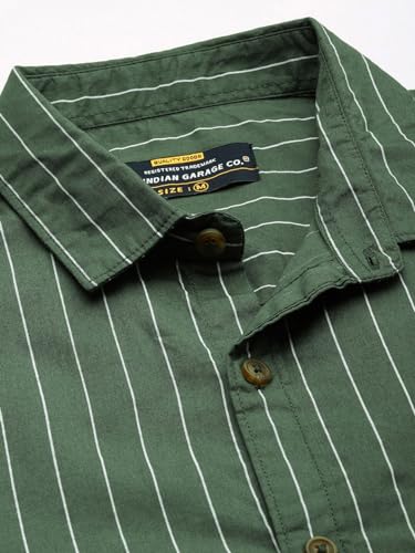 Image of The Indian Garage Co Men Regular Fit Striped Full Sleeves Cutaway Collar Casual Shirt