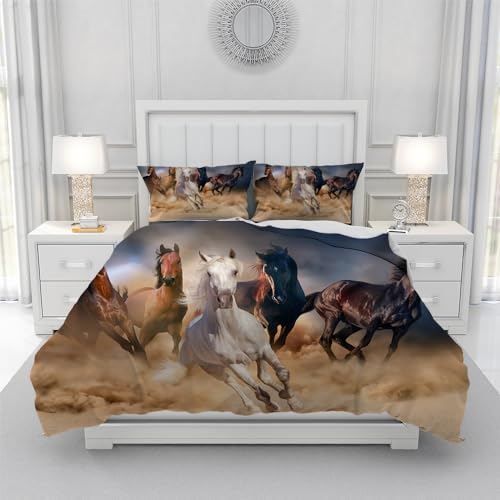 Housse de couette cheval 135x200cm en microfibre avec taies d'oreiller - 4