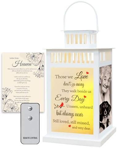 Memorial Lantern With Hidden Keepsake Drawer - Sympathy Gift With LED Candle & Remote