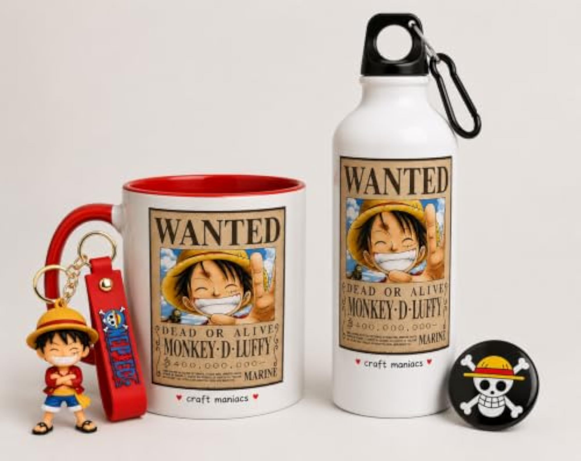 Straw Hat Wanted Mug & Sipper Bottle Combo, Fun Gift