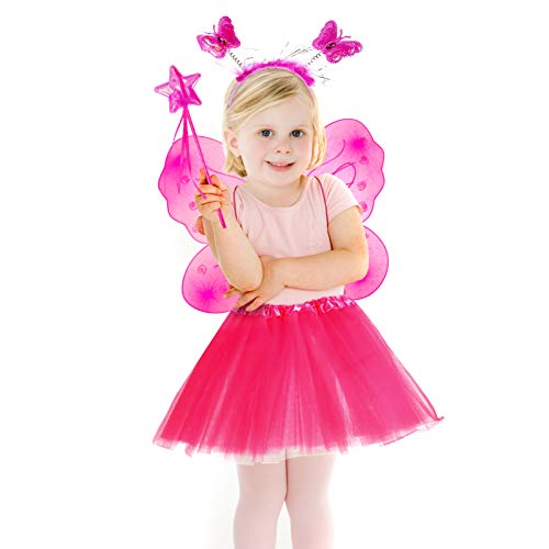 ABOOFAN 4Pcs Meninas De Fada Conjunto Asas de Borboleta Saia Tutu Tiara E Varinha de Mão Fancy Dress