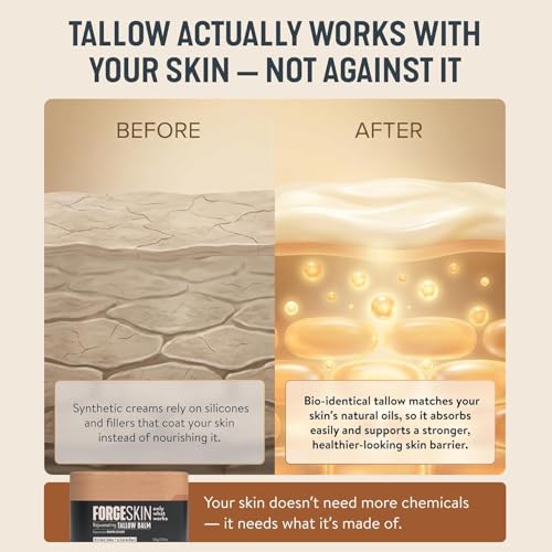 Image of Forge Skin Beef Tallow Balm Moisturizer for Men Skin Care - Face + Body Anti Aging Wrinkle Defense, Hydration Cream - Natural Skincare Lotion (1.7 OZ)